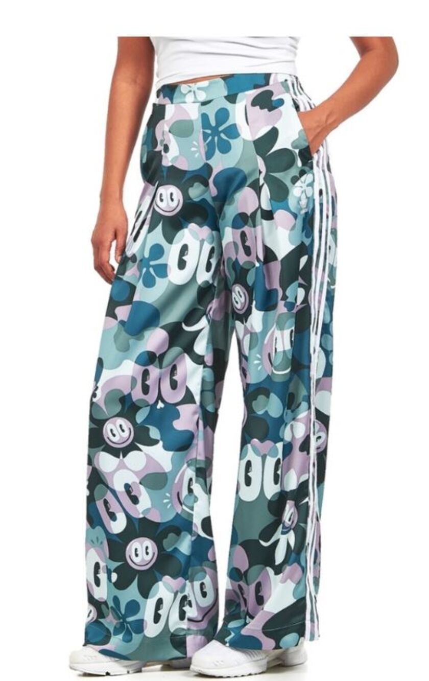 Adidas Originals X Hattie Stewart Wide Leg Track Pants XS Flare Cartoon Camo - Picture 1 of 13